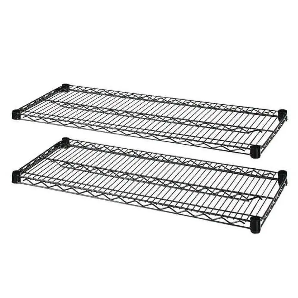 Lorell Industrial Wire Shelving 48 x 24 x 1.6 - 2 x Shelf(ves) - 2000 lb Load Capacity - Black - Steel