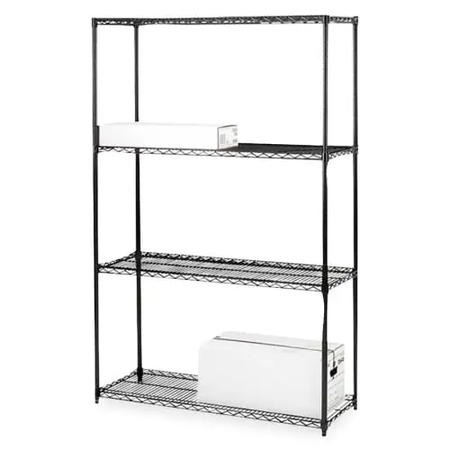 Lorell Starter Shelving Unit 48 x 18 x 72 - 4 x Shelf(ves) - 4000 lb Load Capacity - Black - Powder Coated - Steel - Assembly Required