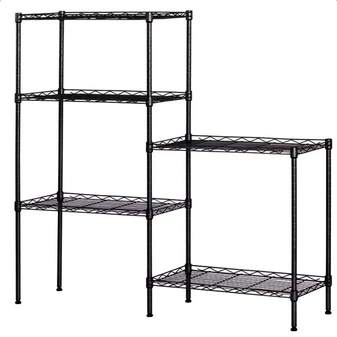 Lorelo 5 Shelf Wire Shelving Unit Garage Wire Shelf Metal Storage Shelves Heavy Duty Height Adjustable for 550 lbs Capacity Black .21.25W x 11.42D x 59H