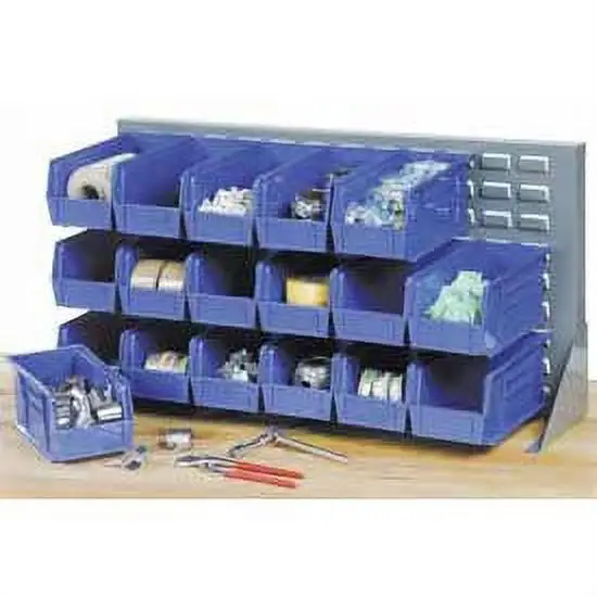 Global Industrial™ Louvered Bench Rack 36W x 20H - 32 of Blue Premium Stacking Bins