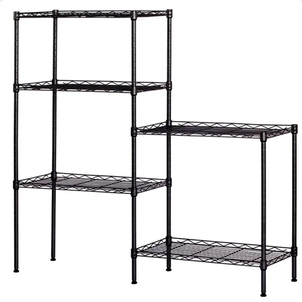 Lowestbest 5-Tier Storage Rack. Black Storage Racks and Shelving. Adjustable 5-Shelf Shelving Storage Unit. Metal Organizer Wire Rack for Household. Hotel. Restaurant (21.25Lx 11.42W x 59.06H)