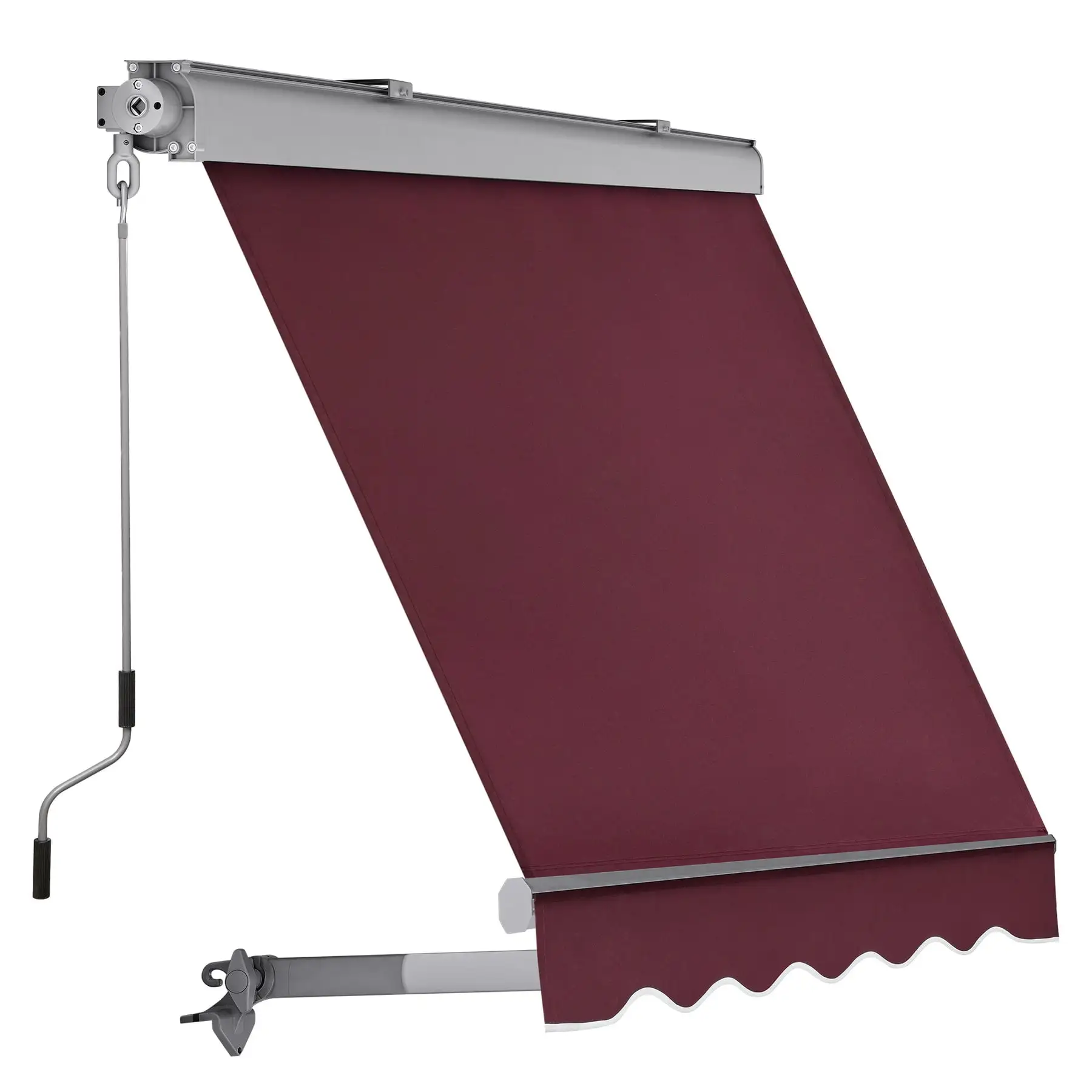 MCombo Patio Window Awnings 5'x8'. Fully Assembled Manual Retractable Sunshade Canopy for Windows. 4137 (Burgundy)