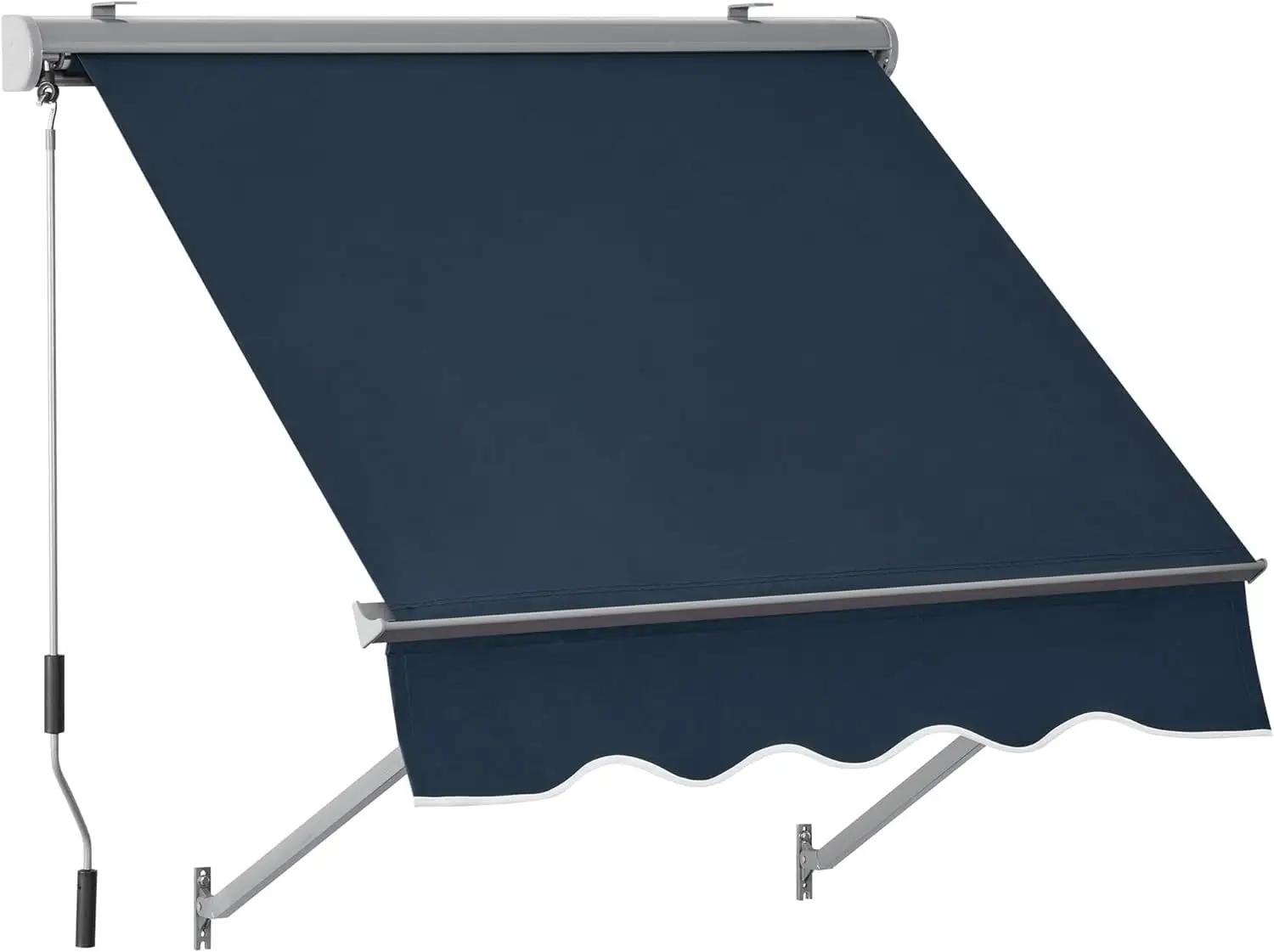 MCombo Patio Window Awnings 65''x80''. Fully Assembled Manual Retractable Sunshade Canopy for Windows & Doors. 4112(Dark Blue)