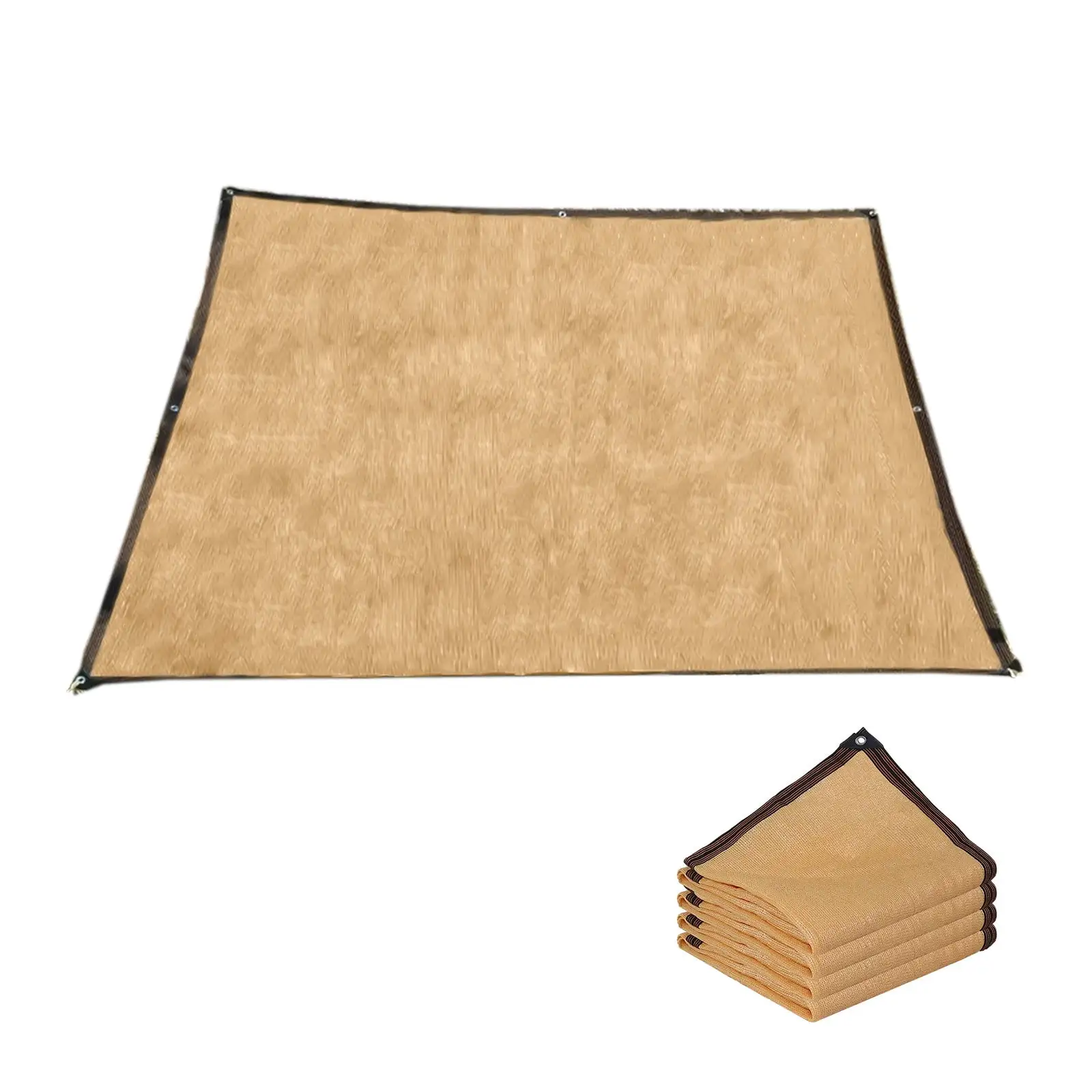 MERILER Outdoor Sun Shade Canopy - High Density Polyester Rectangle Shade with Ropes for Patio. Garden. Swimming Pool. BBQ Area (Khaki)