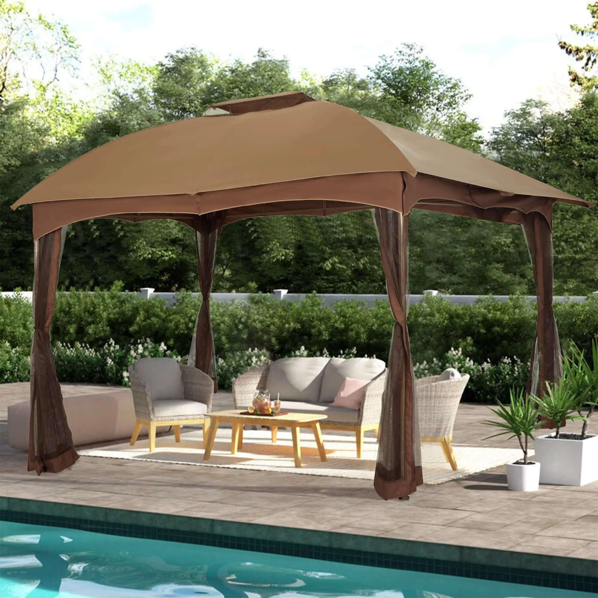 MF Studio 10x10 FT Gazebo with Netting for Outdoor