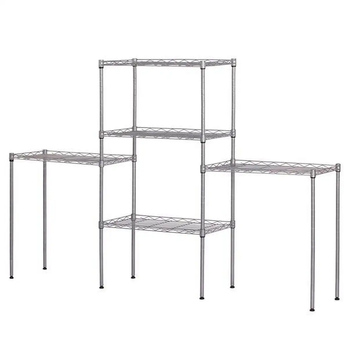 MINKUROW 5-Shelf Shelving Storage Unit Metal Shelving Wire Rack Kitchen Storage Shelf Rack For Garage Shelf Kitchen Appliance Storage Changeable Assembly Floor Standing Carbon Steel Storage Rack