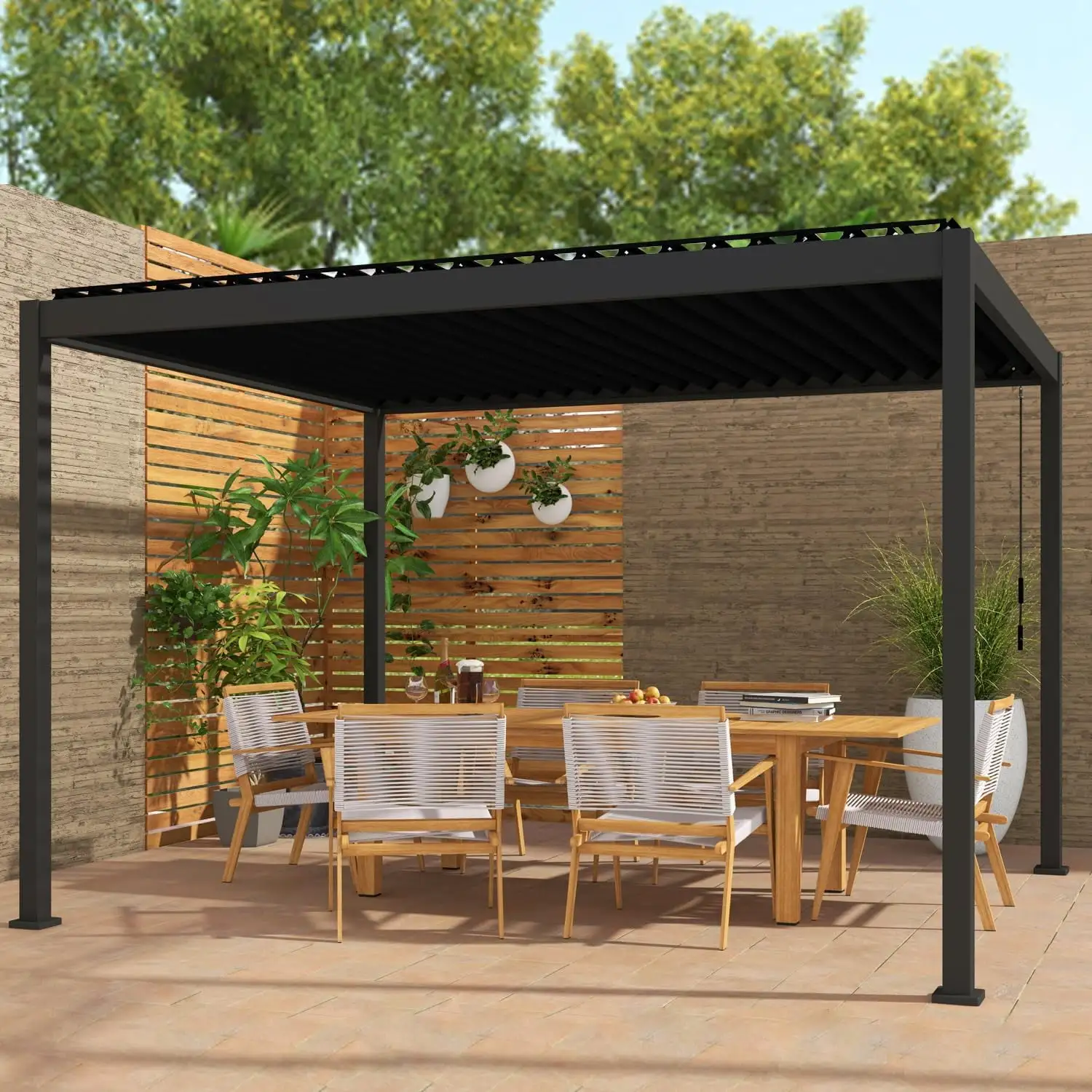 MIRADOR 88S 10x12ft Outdoor Aluminum Pergola w/Adjustable Roof . Charcoal