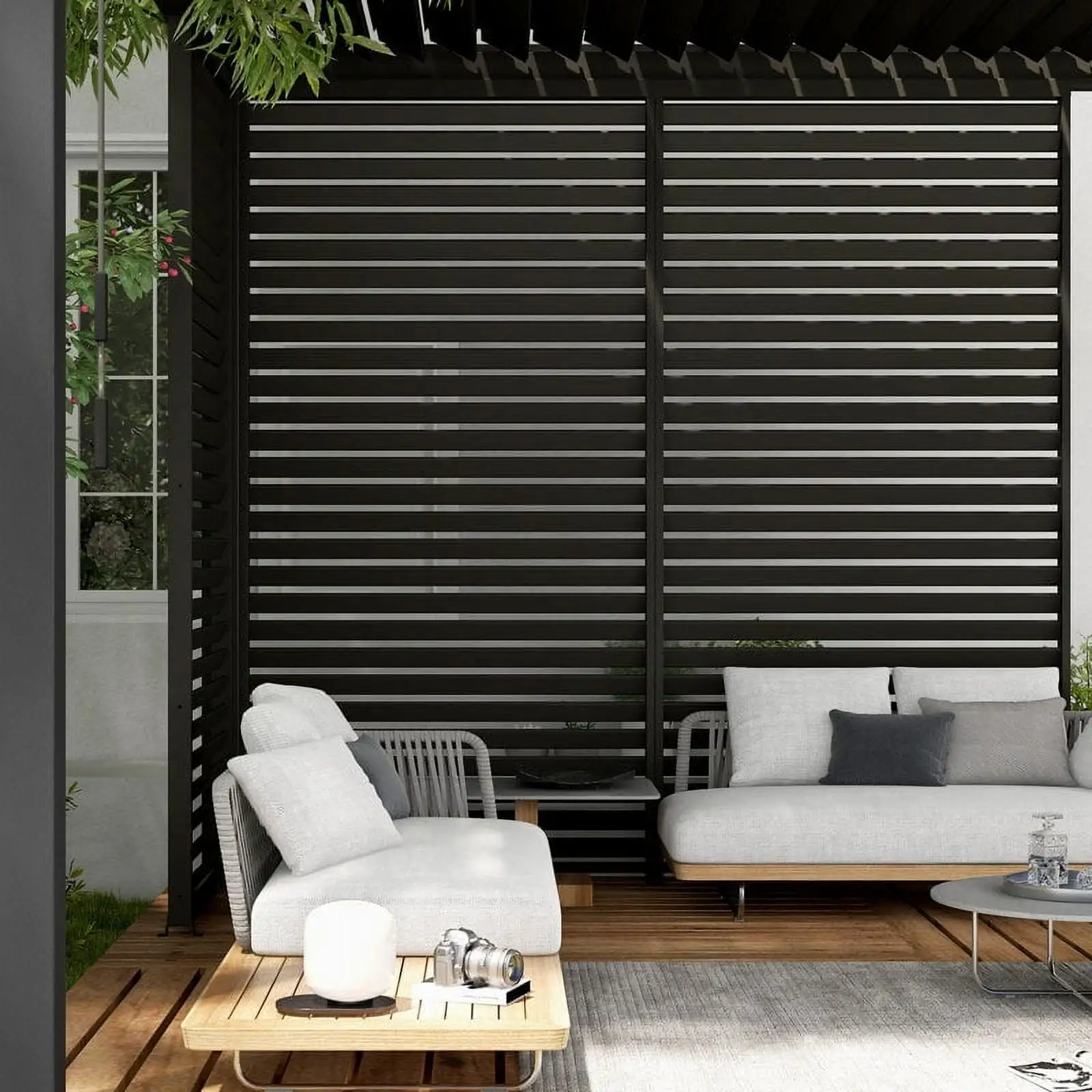 MIRADOR Accessories Aluminum Louvered Fixed Shutter Wall for 111S/DA 10x10 ft Pergola. Charcoal