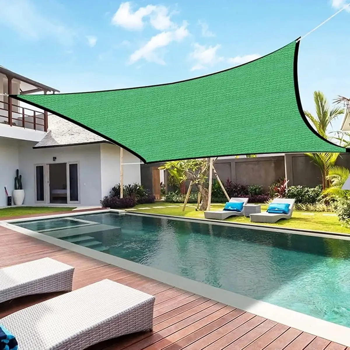 MLfire Sun Shade Outdoor Rectangle Shade Sail with 8m Rope Durable Non-woven Plastic Sun Canopy Garden Accessories for Patio Backyard Swimming Pool Outdoor Activities