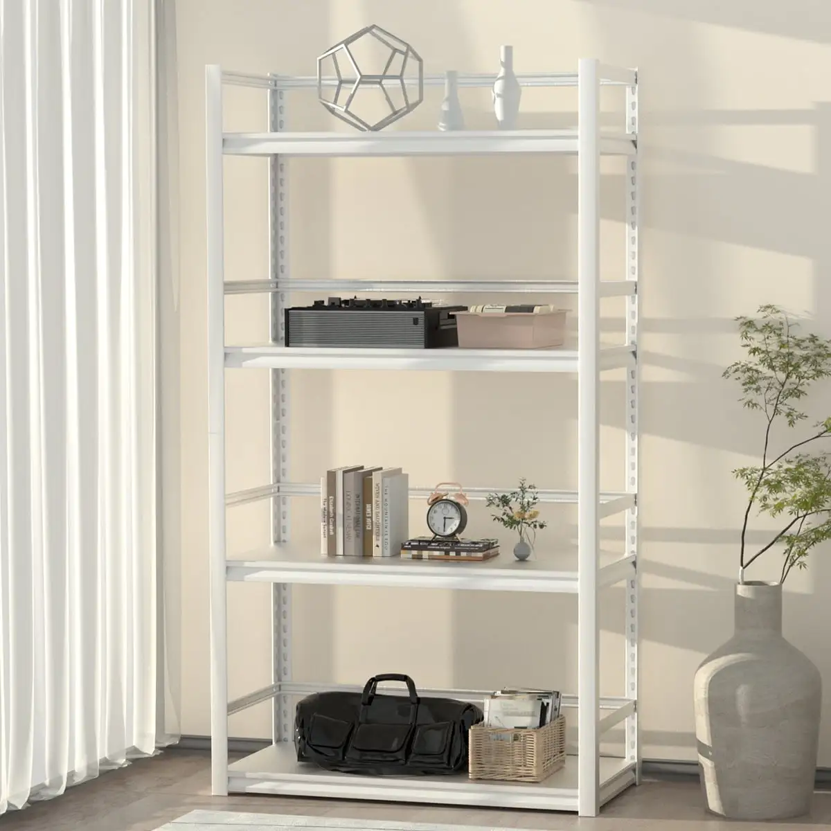 MOLYHOM Heavy Duty Garage Shelving. 4-Tier Industrial Garage Storage Shelves Racks. Adjustable Metal Storage Shelving Units. 72.1 H*39.3 W*17.7 D