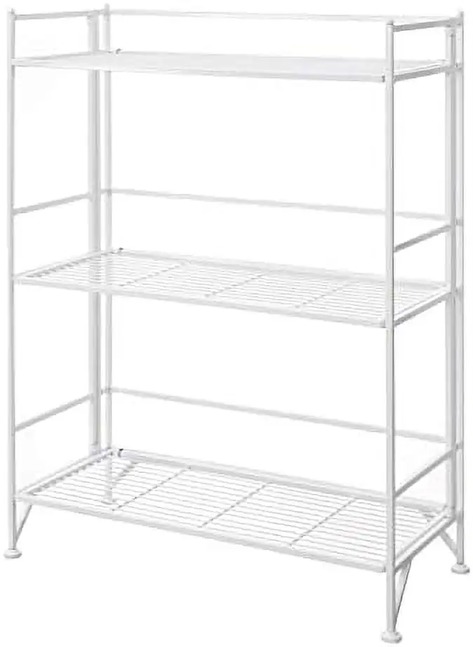 MQLIFEBOOM Xtra Shelves-3-Tier Wide Folding Metal Modern Shelves Display in Living Room Bathroom Office Kitchen Garage Sea Foam