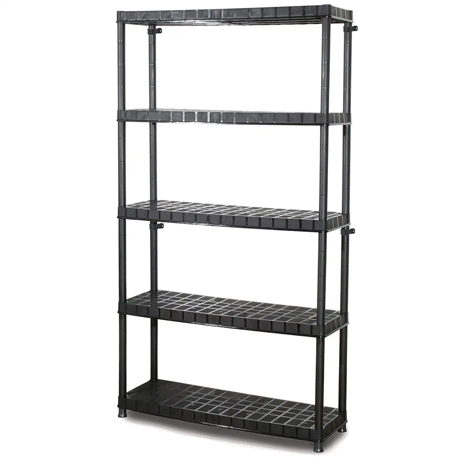 MYXIO Optimo 16 inch 5 Tier Plastic Storage Shelving Unit Organizer. Black