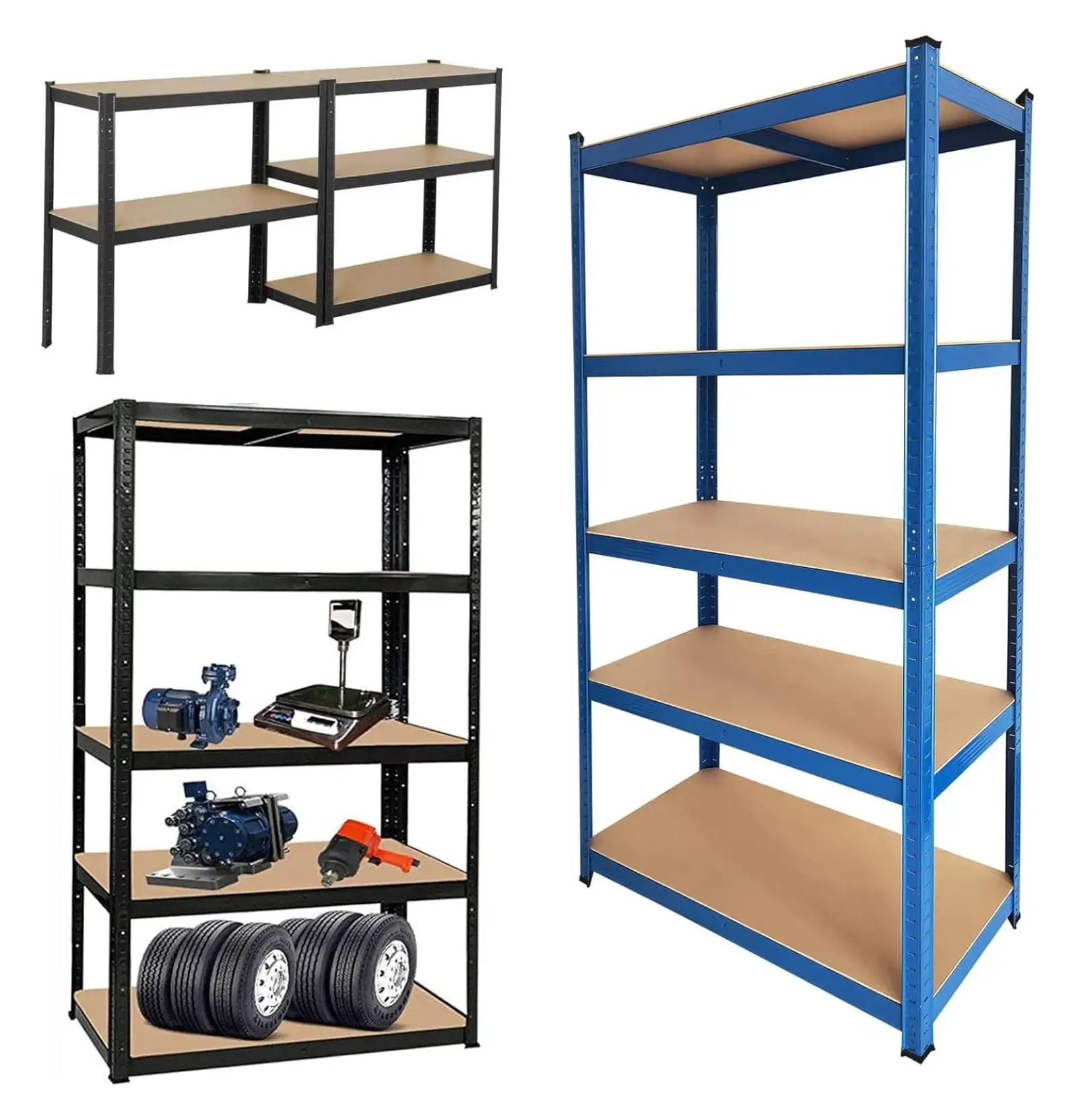 MYXIO Storage Shelves. 5 Tier Blue Adjustable Boltless Garage Shelving Units. Heavy Duty Storage Racking Unit. Organizing Metal Shelf Multipurpose Shelf Shed Warehouse. 59 Hx28 Wx12 D