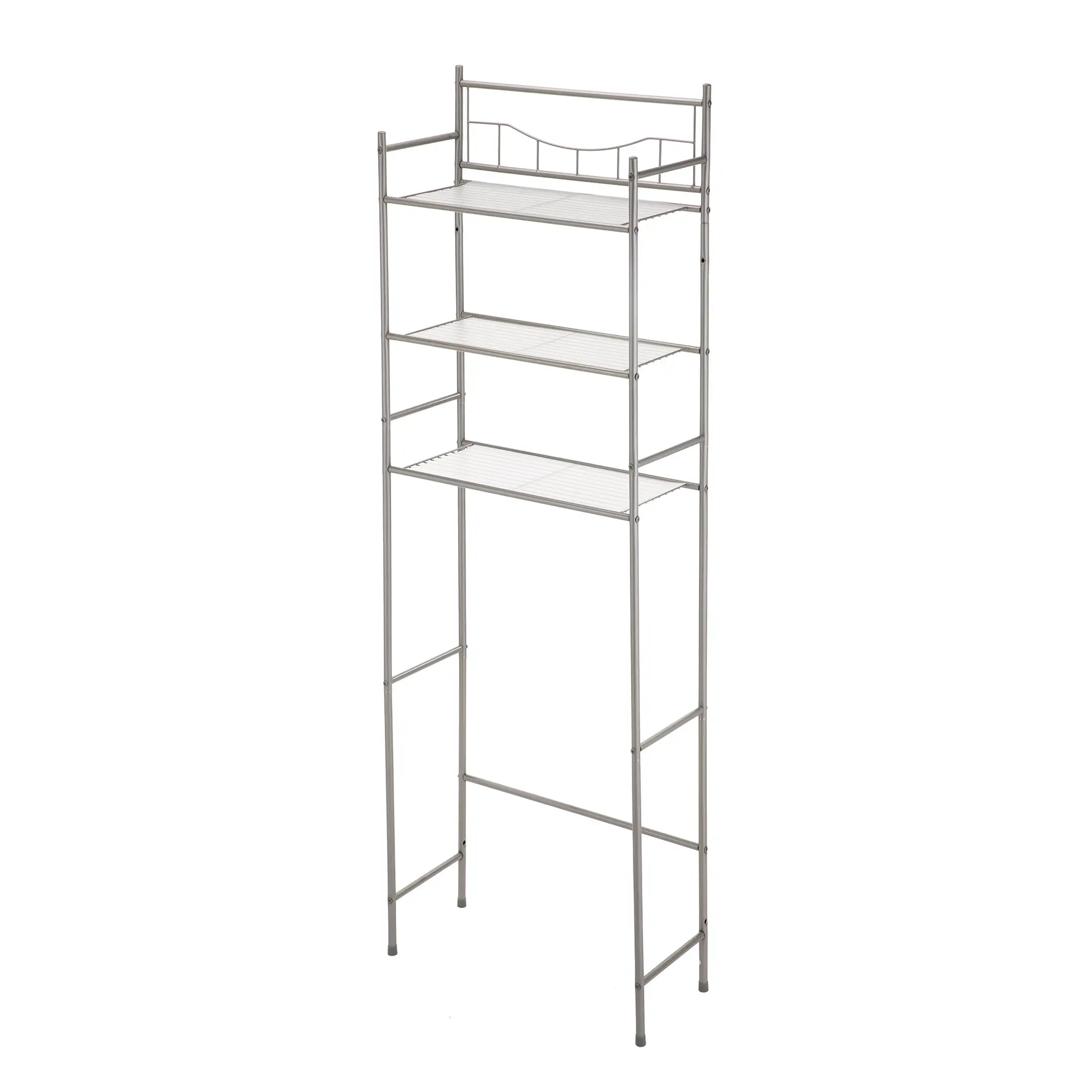 Mainstays Over the Toilet Steel 3-Shelf Storage Shelf Unit. Satin Nickel Finish for Adults