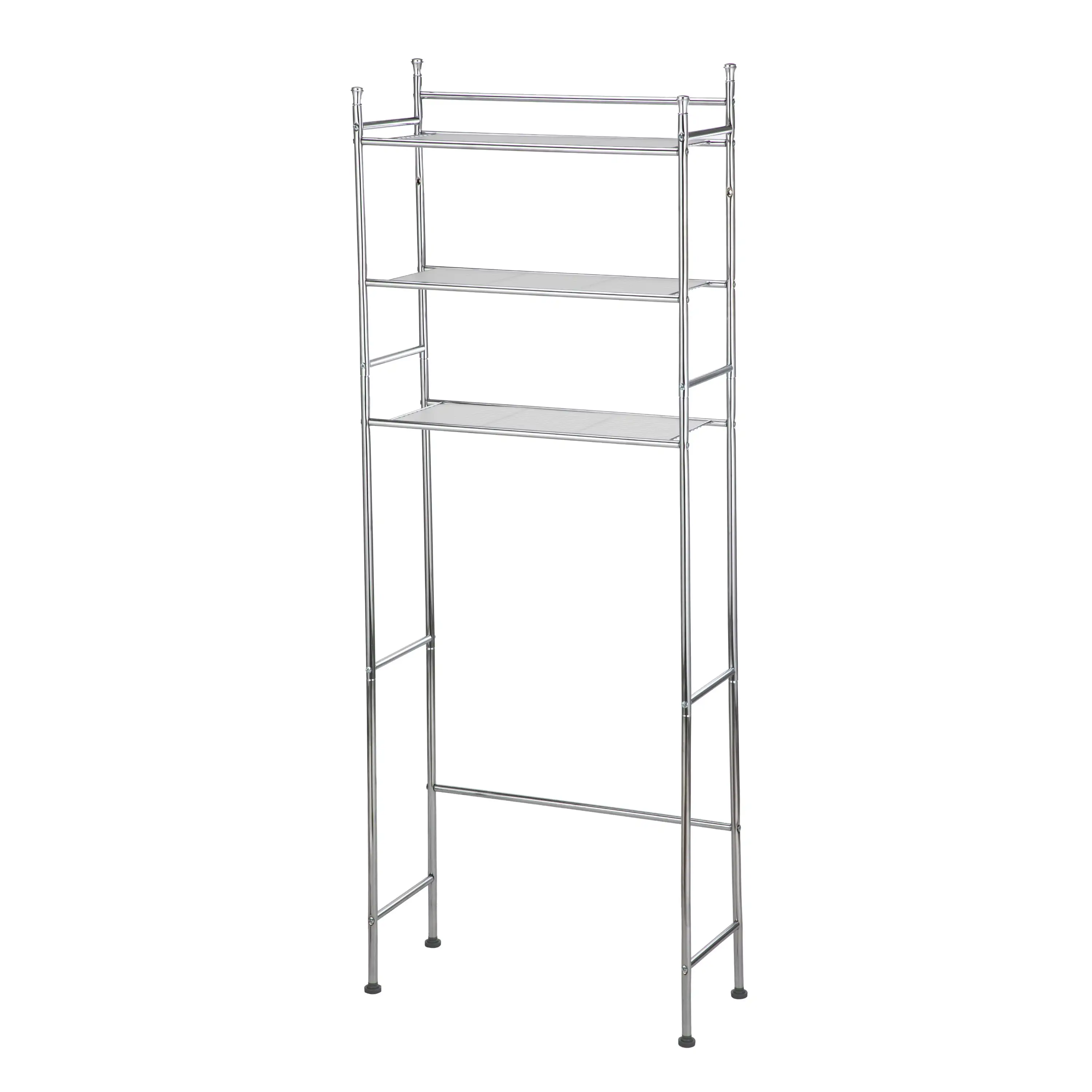 Mainstays Over the Toilet Steel 3-Shelf Storage Shelf Unit Space Saver. Chrome Finish for Adults