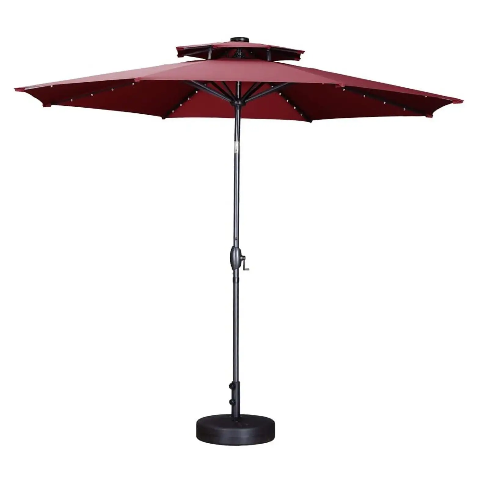 Mausahen 10-foot Patio Umbrella with Solar-powered LED Lights Crank for Garden. Lawn. Deck. Backyard & Pool 8 Ribs(No Base)