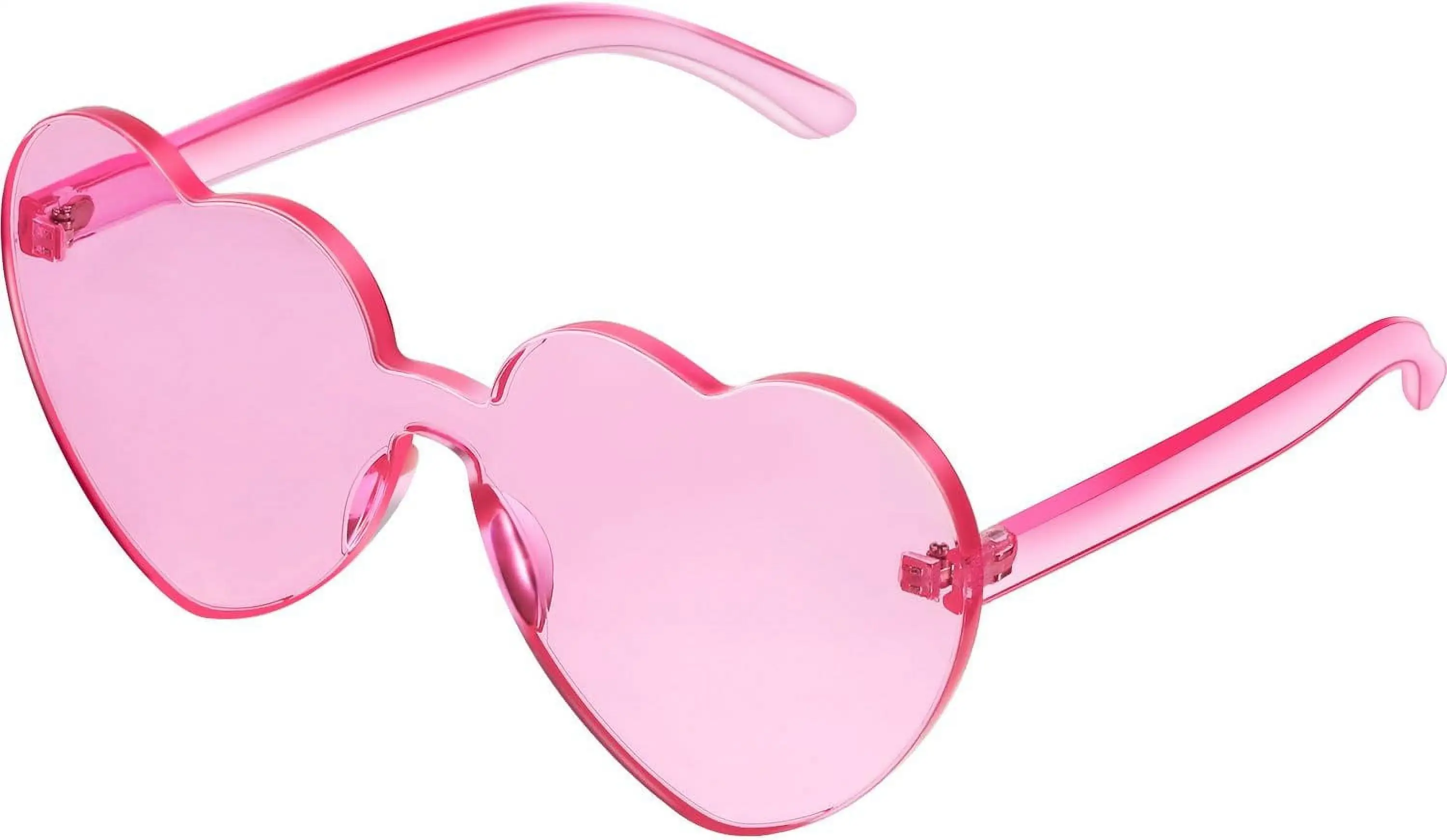 Maxdot Heart Shape Sunglasses Rimless Transparent Heart Glasses Colorful Party Favors Transparent Pink