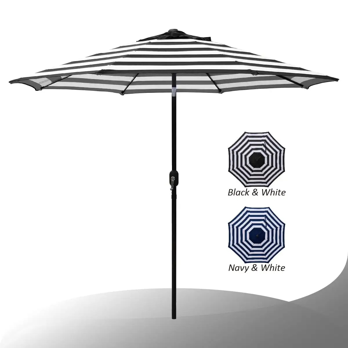 Maypex Striped Crank and Tilt 9-foot Market Umbrella