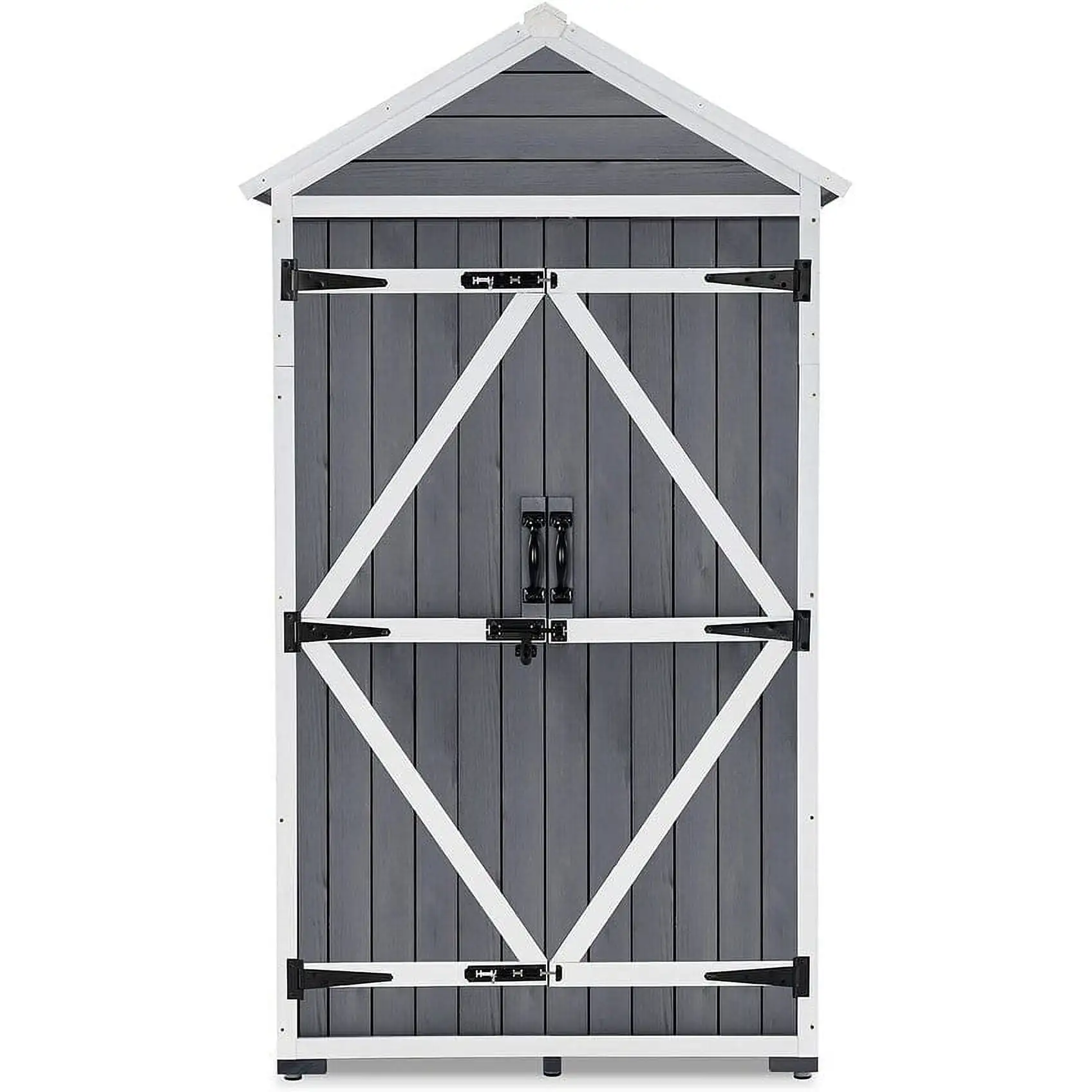 Mcombo Outdoor Vertical Storage Cabinet Tool Shed with Lockable Double Doors (35.4x18.9x70). Wooden 1000 - N/A Grey