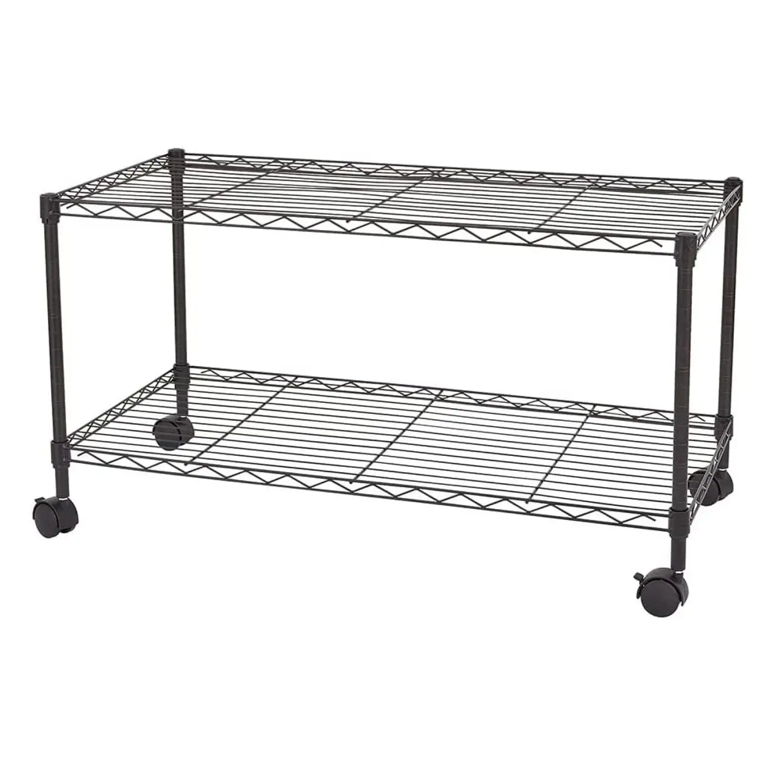 Medium Adjustable. Heavy Duty Storage Shelving Unit on Wheel Casters. Metal Organizer Wire Rack. Black (2-Shelf. 35.43 L x 17.72 W x 19.29 H)