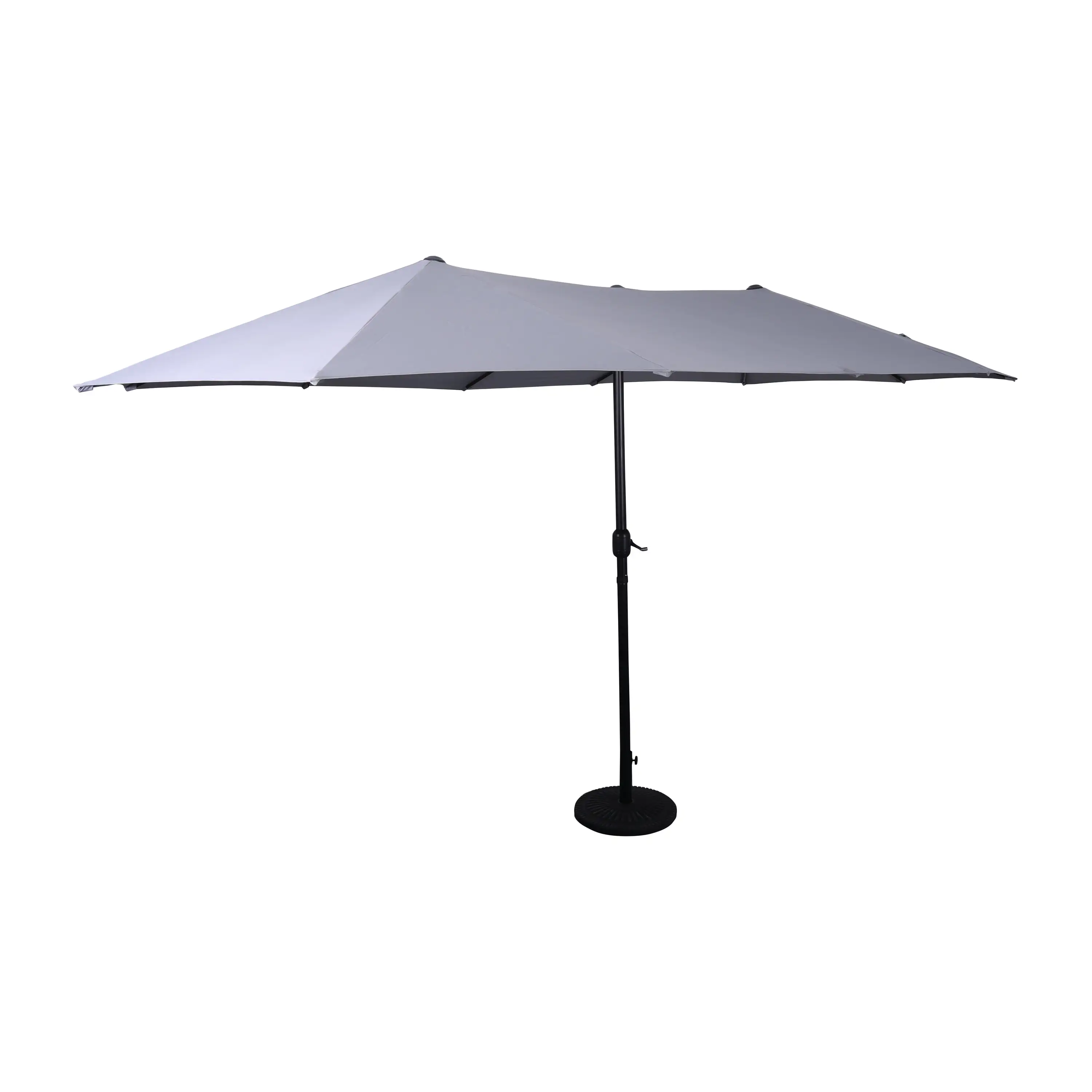 Merrick Lane 15 FT Triple Head Umbrella for Patio Use with Top Air Vents. Crank Handle. and Easy Tilt Function in Gray