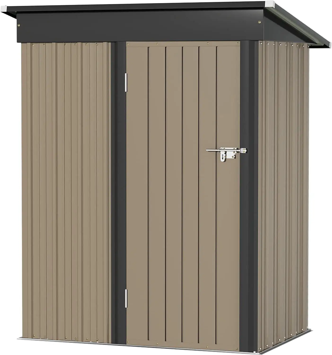 Metal Outdoor Storage Shed 5FT x 3FT. Steel Utility Tool Shed Storage House with Door & Lock. Metal Sheds Outdoor Storage for Backyard Garden Patio Lawn. Brown