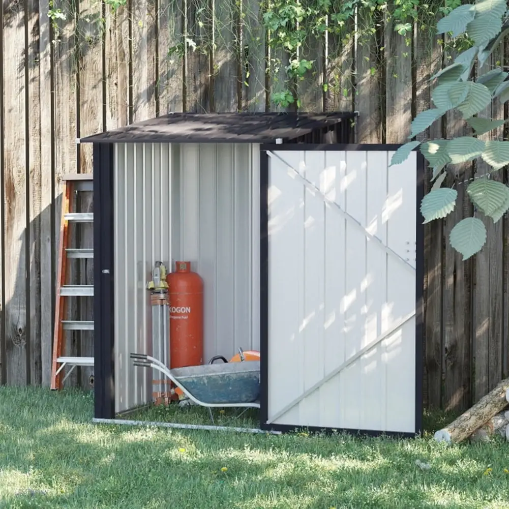 Metal Outdoor Storage Shed. Steel Utility Tool Shed Storage House with Door & Lock. for Backyard Garden Patio Lawn. Gray