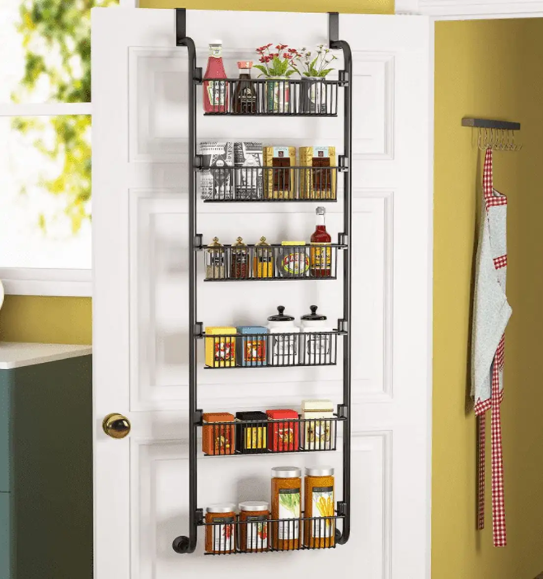 Metal Over the Door Rack Shelf Hanging Bathroom Kitchen Pantry Storage Organizer