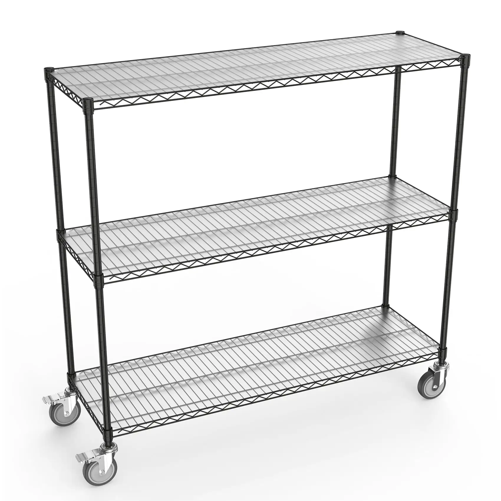 Miniyam 3 Tier Heavy Duty Adjustable Storage Wire Shelving. 3000lbs Capacity Storage Rack with Shelf Liners. Black