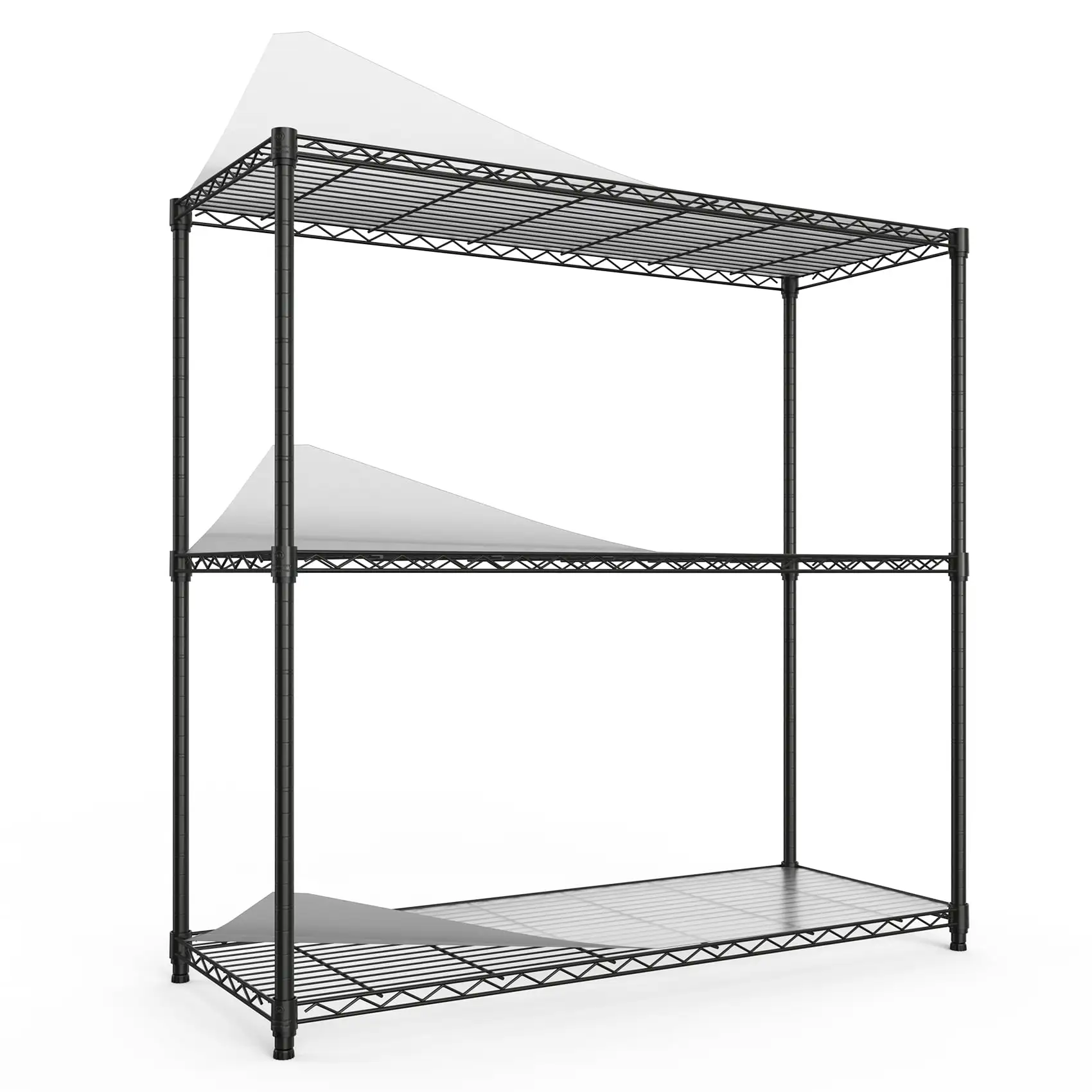 Miniyam 3 Tier Wire Shelving Unit. 1050 LBS NSF Adjustable Metal Garage Storage Shelves. Heavy Duty Storage Wire Rack. Black