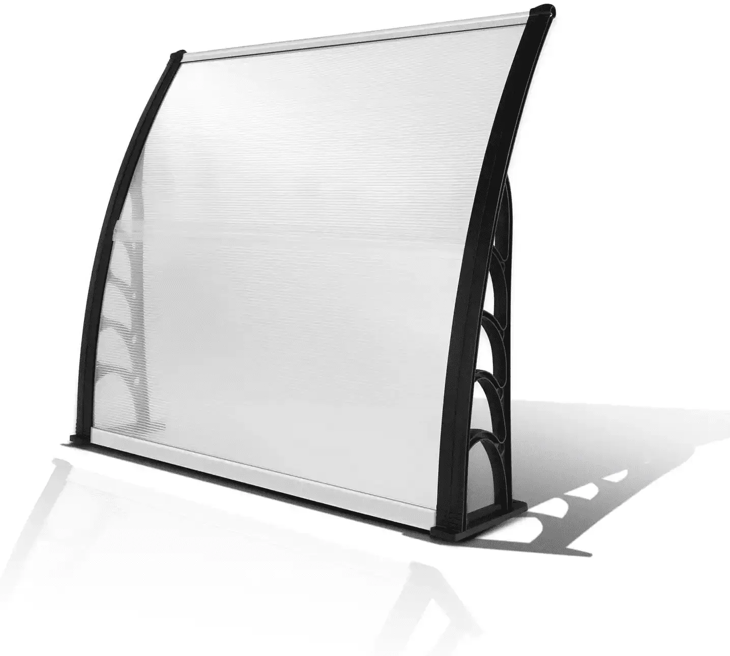 MoNiBloom Window Awning Door Canopy 39x35.5. Clear Polycarbonate Cover Front Door Outdoor Patio Awning Canopy UV Rain Snow Sunlight Protection Hollow Sheet. Clear Board Black Bracket