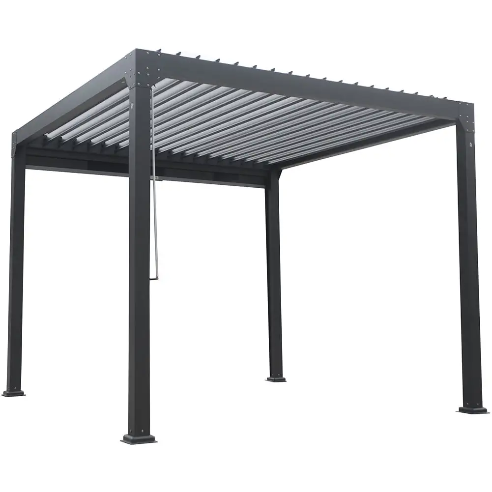 Modern Home 10'x10' Aluminum Louvered Outdoor Pergola - Adjustable Aluminum Slat Patio Sun Shade Gazebo