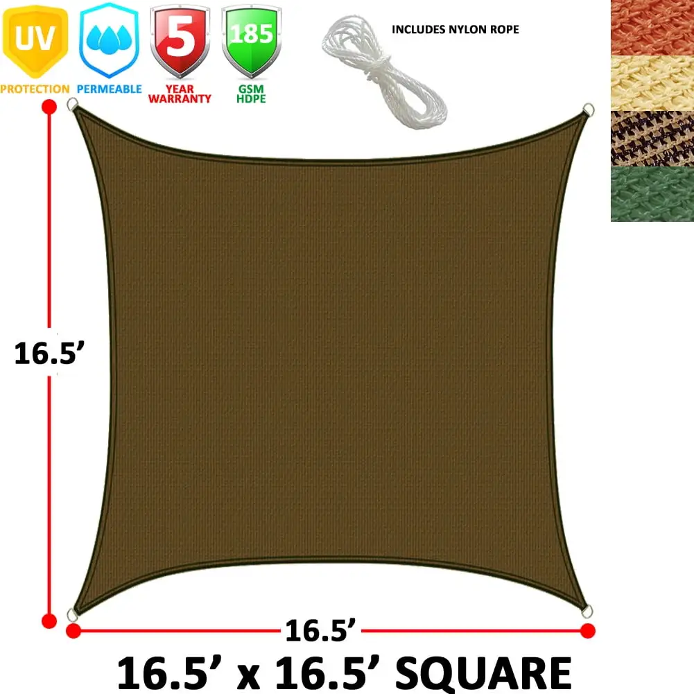 Modern Home Sail Shade Square (16.5' Sides) - Chocolate