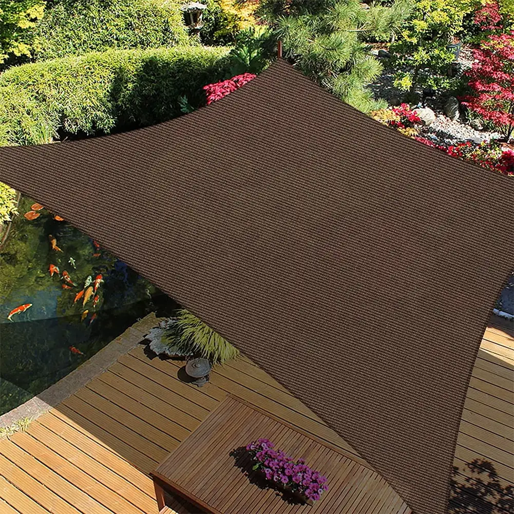 Modern Home Sail Shade Square - 16.5' x 16.5' UV Sun Blocking Canopy (Brown)