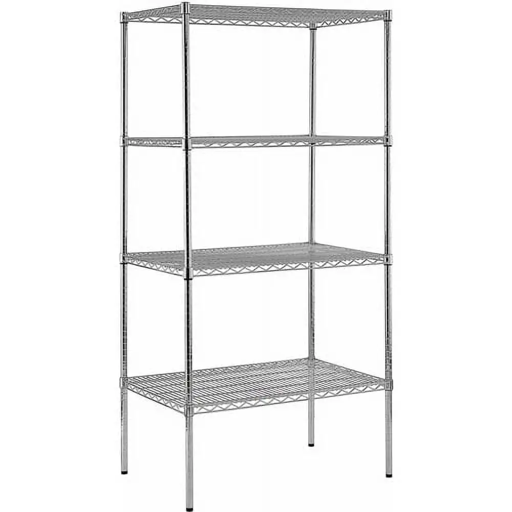 Muscle Rack 4 Shelf Heavy Duty Wire Shelving Unit. Chrome