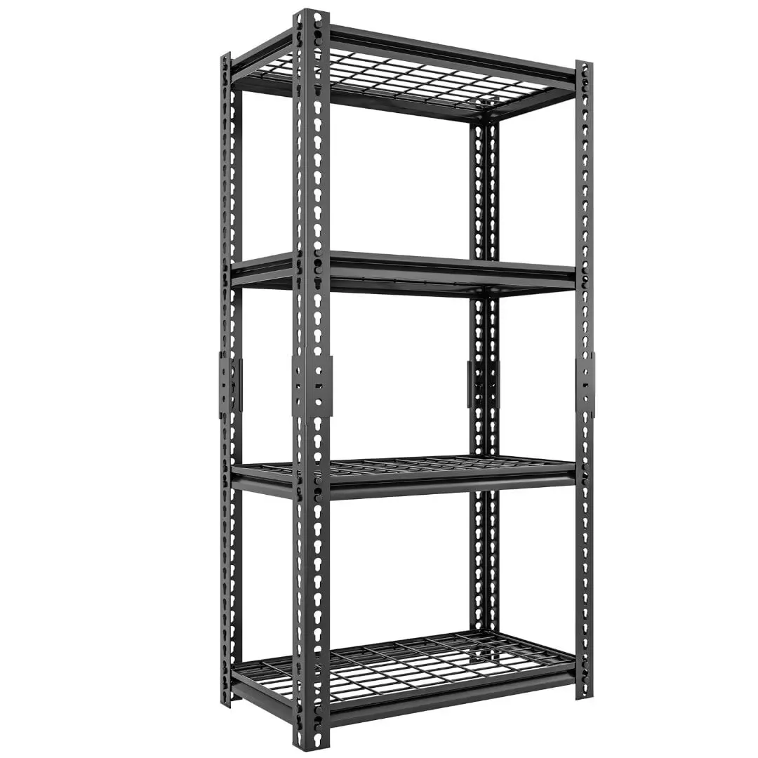 NAIZEA 4-Tier Metal Shelving Unit Storage Shelves. 63.4H*35.5W*16D. Heavy Duty Adjustable Storage Rack. 1600 lbs Load Capacity (Total). for Garage. Basement. Warehouse. Workshop