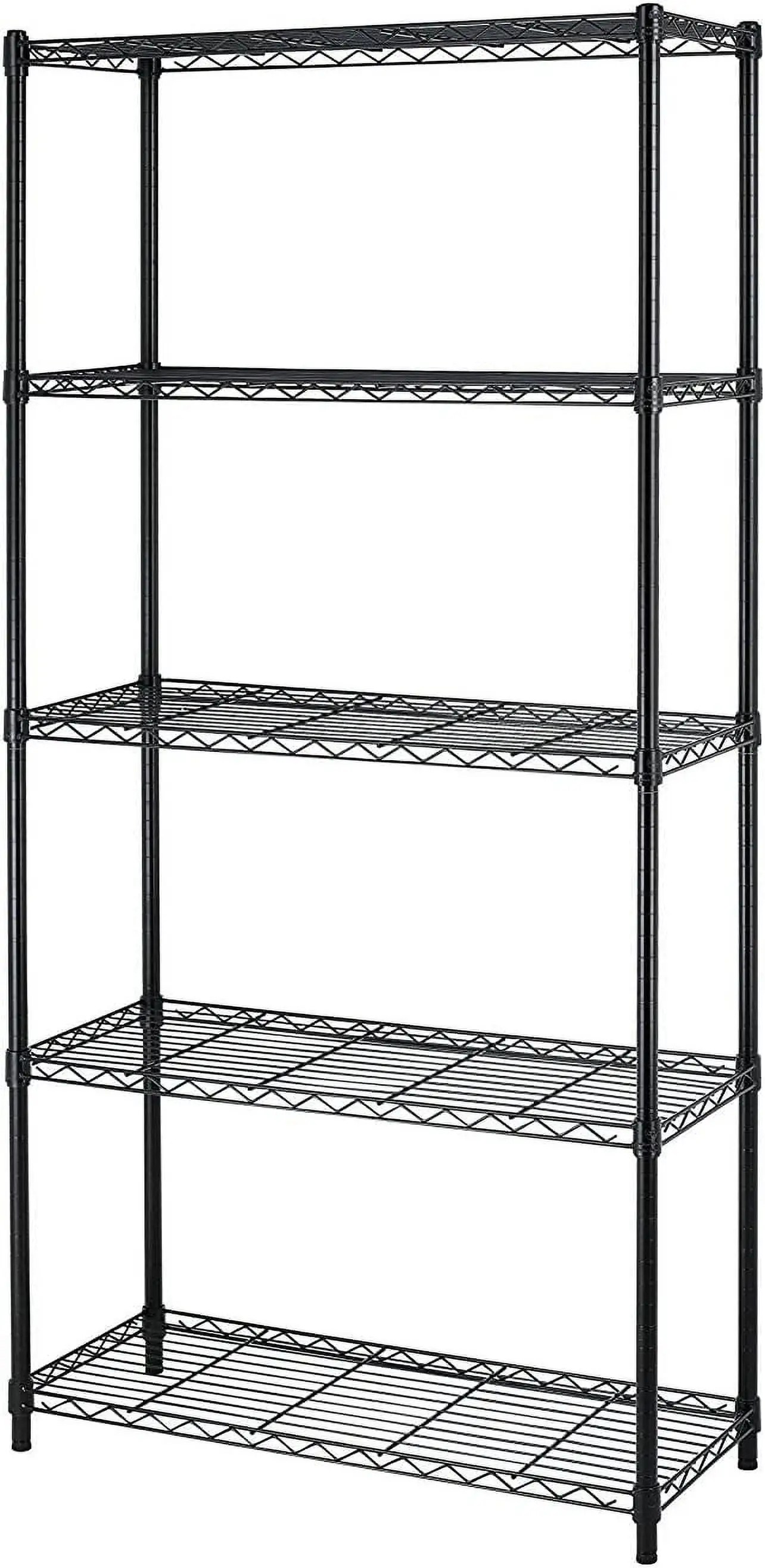 NSF Wire Shelf Metal 5 Shelf Wire Shelving Unit Garage Large Storage Shelves Heavy Duty Height Adjustable Utility Commercial Grade Steel Layer Shelf Rack Organizer for Kitchen Bathroom Bedroom.Black