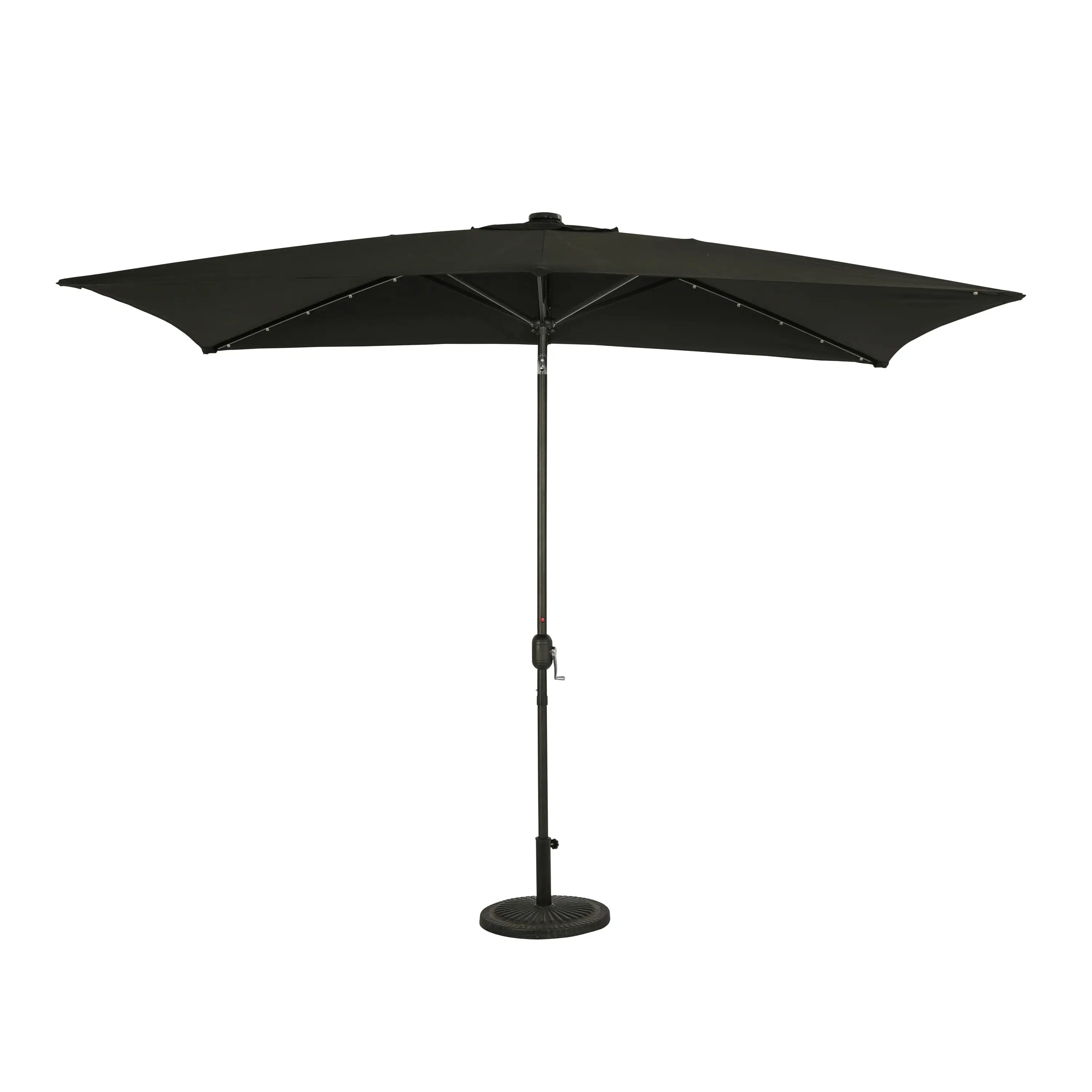 Nassau 6.5-ft x 10-ft Rectangular Market Umbrella with LED Bulb Lights - Black - Breez-Tex Canopy