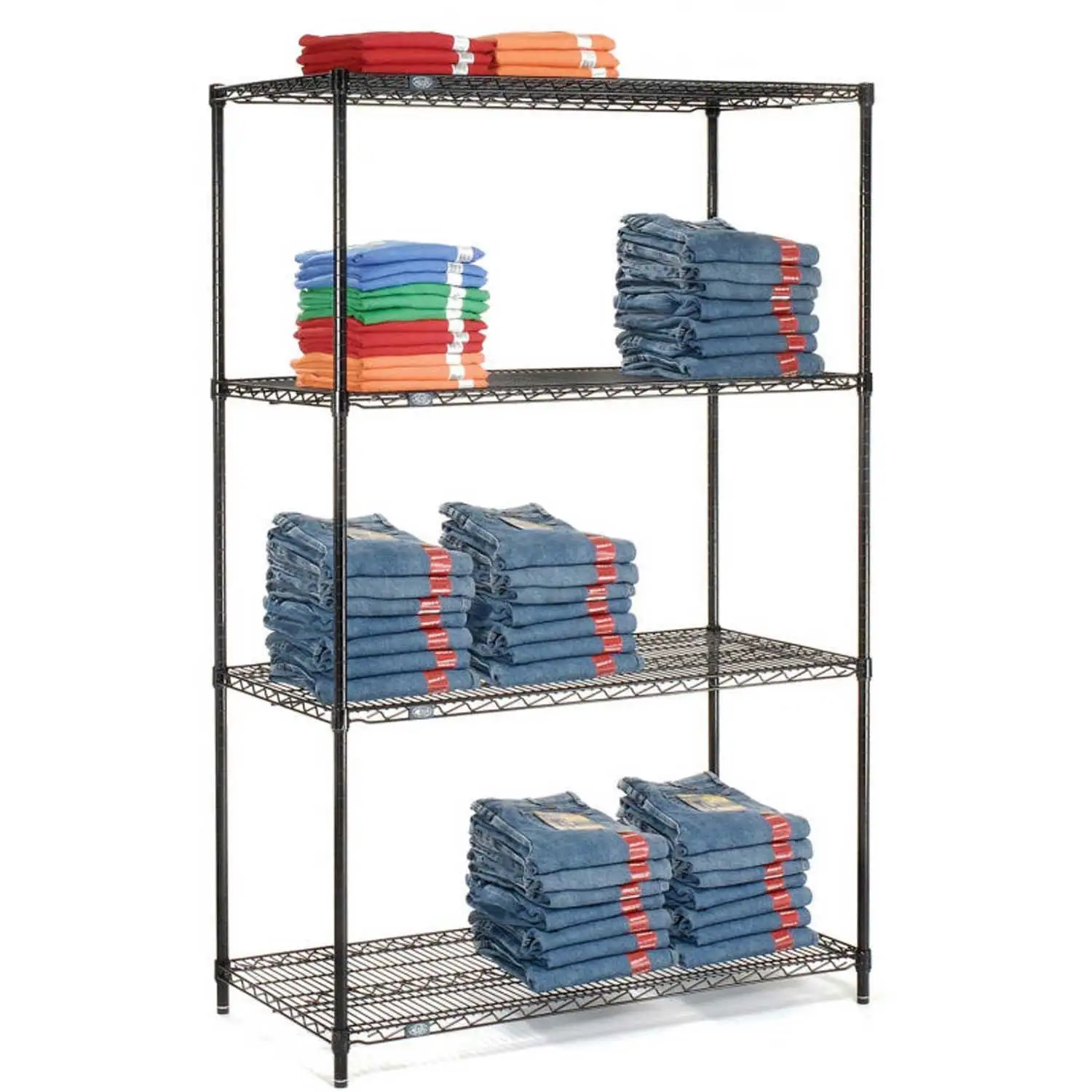 Nexel 5 Tier Black Epoxy Wire Shelving Starter Unit. 42W x 18D x 74H