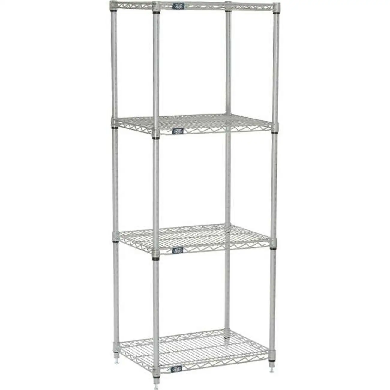 Nexel 5 Tier Silver Epoxy Wire Shelving Starter Unit. 24W x 18D x 86H