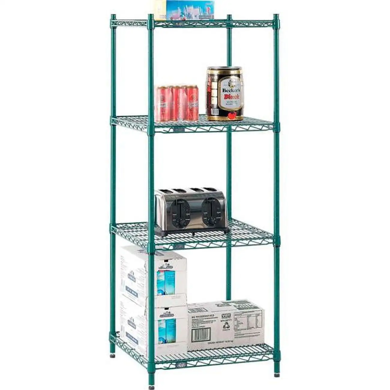 Nexel 5 Tier Wire Shelving Starter Unit. 24W x 24D x 86H. Green Epoxy Finish