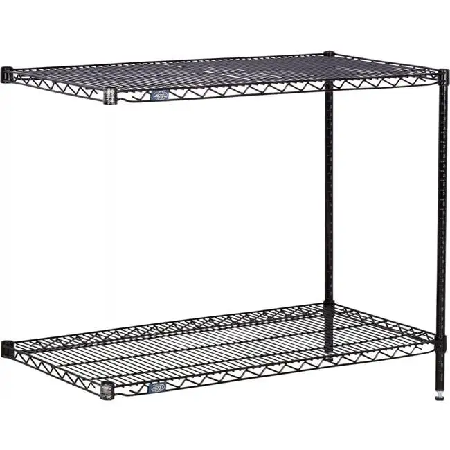 Nexel Black Epoxy. 2 Tier. Wire Shelving Add-On Unit. 24W x 21D x 34H