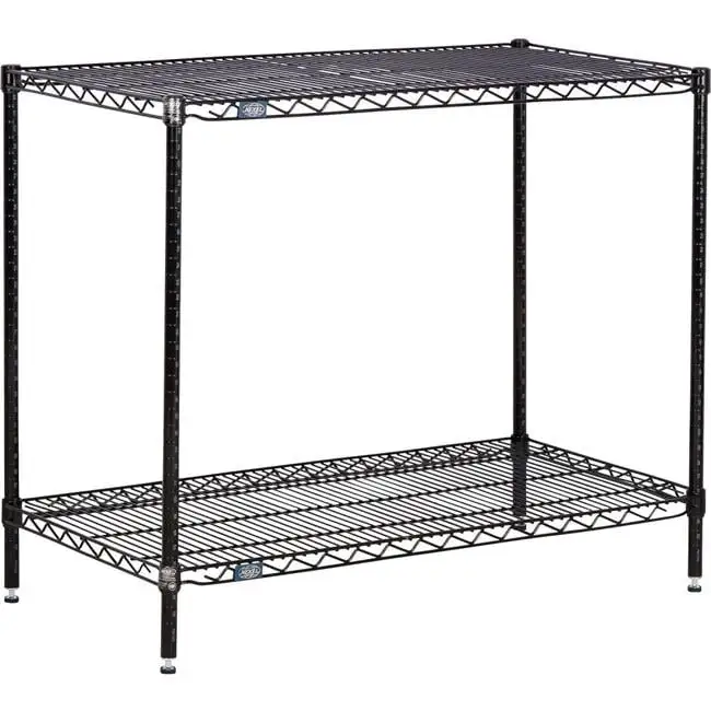 Nexel Black Epoxy. 2 Tier. Wire Shelving Starter Unit. 24W x 24D x 34H