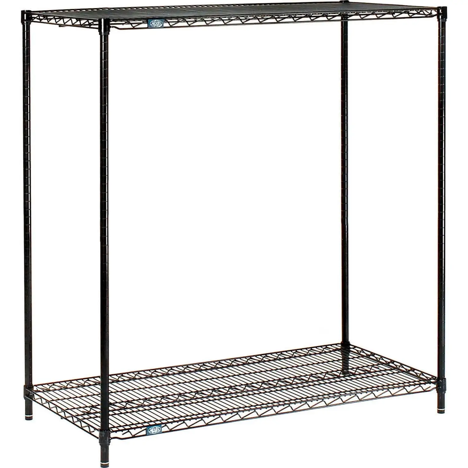 Nexel Black Epoxy. 2 Tier. Wire Shelving Starter Unit. 72W x 21D x 34H