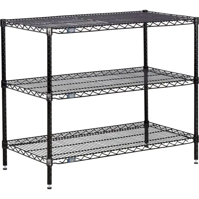 Nexel Black Epoxy. 3 Tier. Wire Shelving Starter Unit. 24W x 18D x 34H