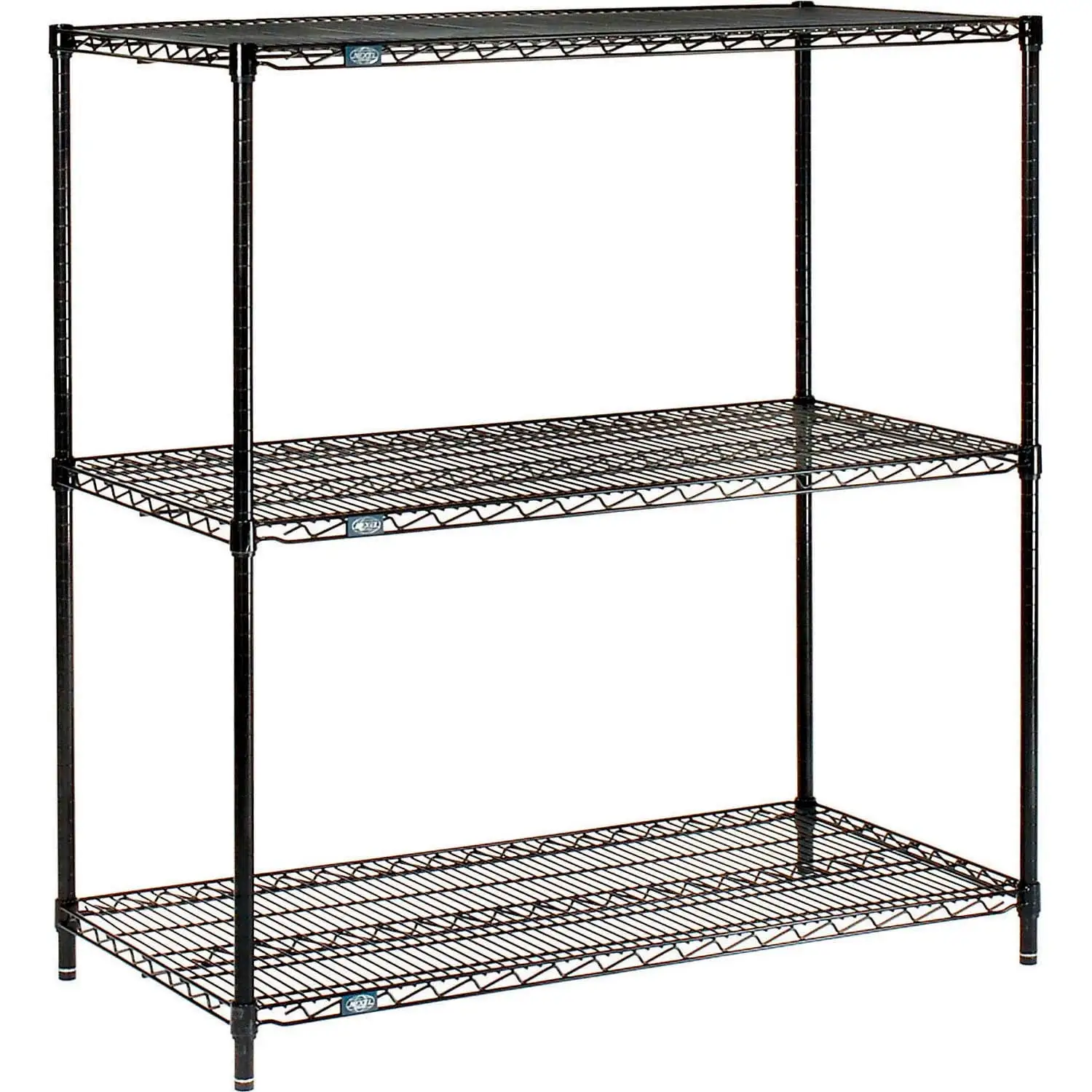 Nexel Black Epoxy. 3 Tier. Wire Shelving Starter Unit. 72W x 14D x 34H