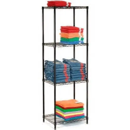 Nexel Black Epoxy. 4 Tier. Wire Shelving Starter Unit. 24W x 24D x 54H