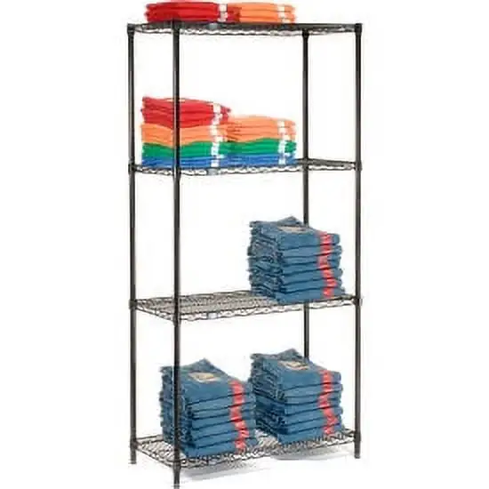 Nexel Black Epoxy. 4 Tier. Wire Shelving Starter Unit. 30W x 24D x 54H