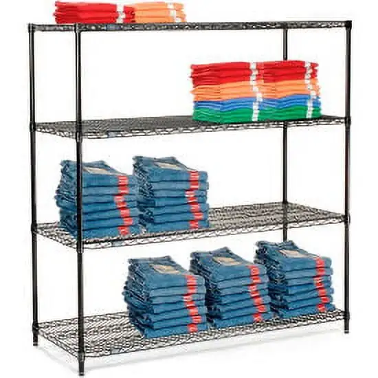 Nexel Black Epoxy. 4 Tier. Wire Shelving Starter Unit. 60W x 14D x 63H