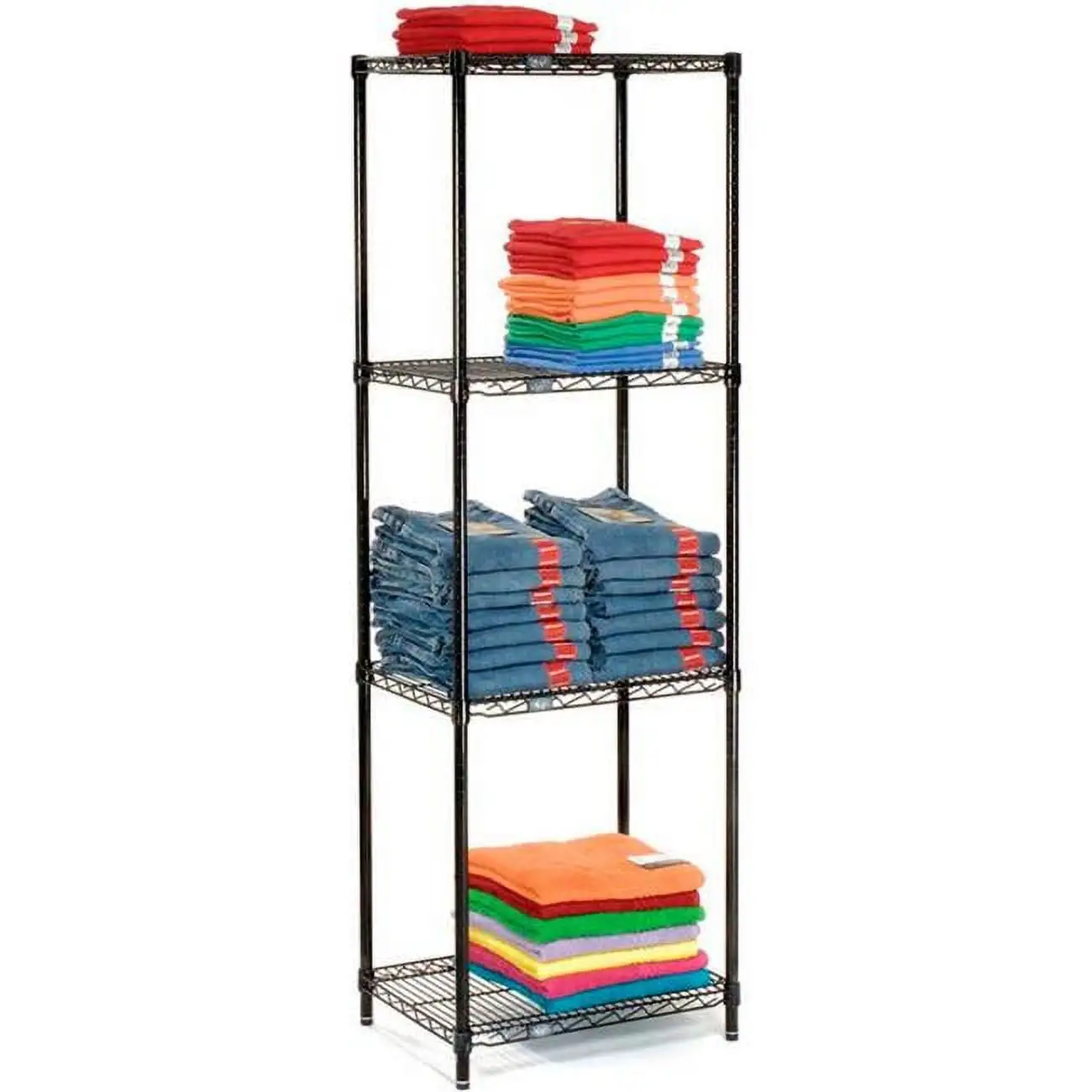 Nexel Black Epoxy. 5 Tier. Wire Shelving Starter Unit. 24W x 18D x 74H